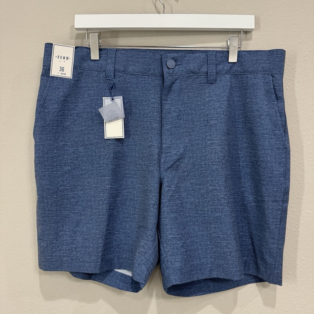 ROWM‎ Men's Shorts Size 36 Blue Moisture Wicking 7" Inseam UPF